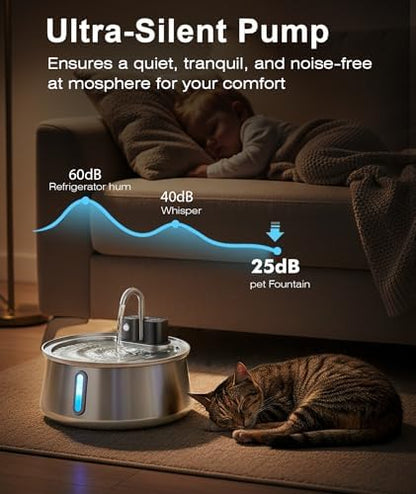 CEESC Cordless Cat Water Fountain, Stainless Steel, 4L/135oz for Cats/Dogs - Image 6