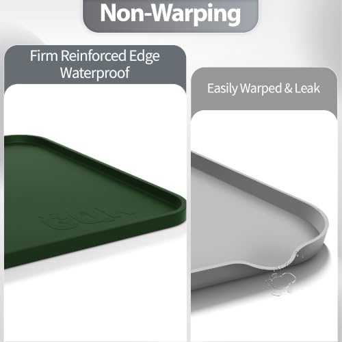 Silicone Dog Cat Food Mat Extra Thick Raised Edge, 24"x16" Dark Olive - Image 4