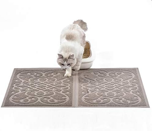 PetLike 2pk 30x18 inch Cat Litter Box Mat, Thick Kitty Litter Trapping Mat, Durable,Waterproof &Washable with Non-Slip Backing, Soft on Kitty Paws and Easy to Clean, BPA Free by PetsLikePetLike
