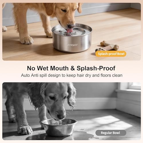304 Stainless Steel Dog Water Bowl No Spill, 101oz/3L Large Capacity Pet Water Dispenser with Floating Disk, Non-Slip Slow Drink Feeder for Cat, Anti-Gulping & Splash Proof for Travel, Car & Home - Image 2