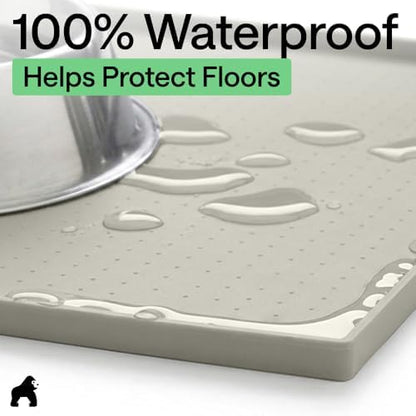 GORILLA GRIP Dog Food Mat, 100% Waterproof Silicone, 16x10 Light Gray - Image 4