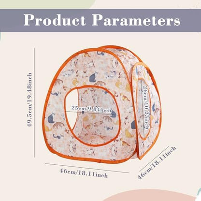 Andiker Cat Tent, 3 Holes Safe and Strong Cute Cats Tunnel Collapsible Easy to Carry Cat House for Indoor Cats Kittens Hiding Playing Training Sleeping (Tent Orange) - Image 2