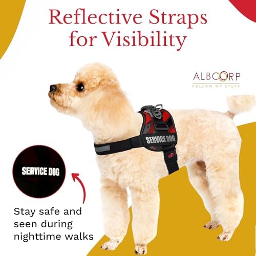ALBCORP Service Dog Vest Harness – Reflective, No-Pull Harness with Handle & Comfy Mesh Padding – Sizes XXS-XL for Puppies, Small & Large Dogs – 2 Removable Service Patches Included (Small, Red Camo) - Image 5