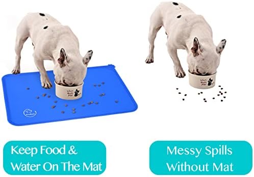 Silicone Waterproof Dog Cat Pet Feeding Mats, Non Slip, Easy Clean Pet Dog Cat Bowl Mats Placemat (18.5" x 11.5") Navy Blue - Image 7