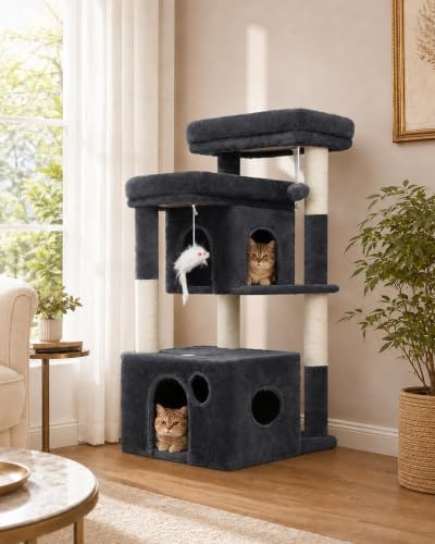Heybly 34.6" Cat Tree Anti-Tipping Floor Cat Condo for Kittens,HCT205SG by HEYBLY