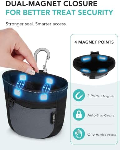 1¼-Cup Magnetic Closures Dog Training Treat Pouch with Clip (Gray) - Image 5