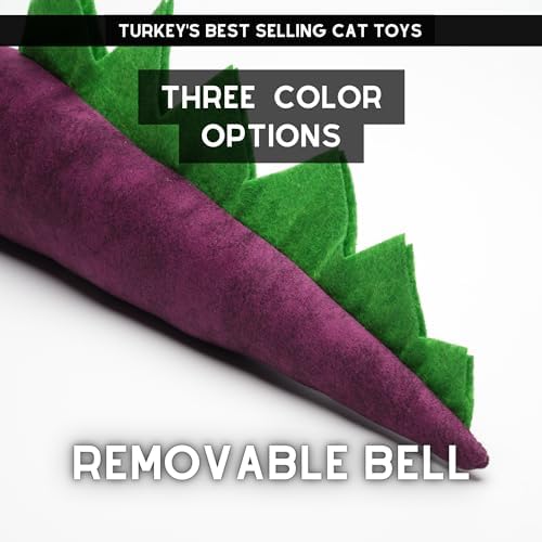 pawdaz Large Cat Toy Dino, Catnip Matatabi Silvervine Filled Help Relief Stress Interactive Indoor Cat Kicker with Bell and Smell (Purple) - Image 7