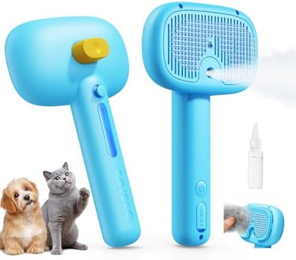ROJECO 3-in-1 Pet Steam Brush,Spray Hair Removal Detangling Comb,Blue by ROJECO