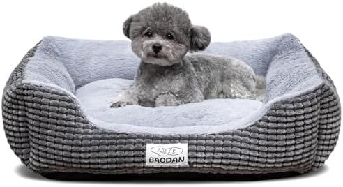 Dog Beds for Medium Large Dogs, Fluffy Cat Beds for Indoor Cats, Calming Pet Bed for Puppy and Kitty, Extra Soft & Machine Washable with Anti-Slip Bottom, Grey, 25inches by Baodan