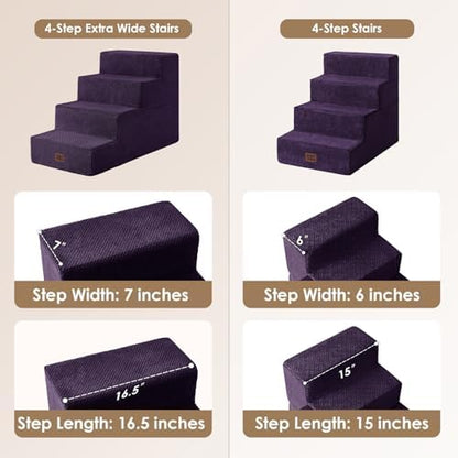 EHEYCIGA Dog Stairs for Bed 20" H, 4-Step Extra Wide Dog Steps, Purple - Image 2