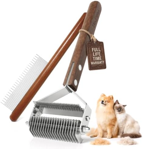 2 in 1 Cat Brush for Dematting & Deshedding, Undercoat Rake by Bedama