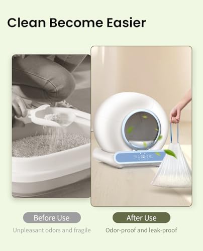 Self-Cleaning Cat Litter Box Liners - 60 Pack, Drawstring Cat Litter Waste Bags for Automatic Litter Box-18" x 18" - Image 6