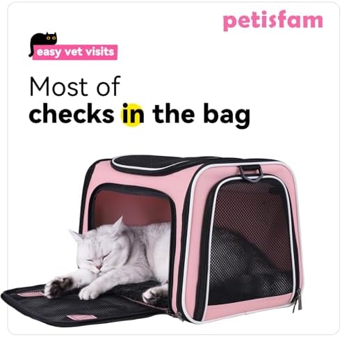 Soft Pet Carrier for Medium Cats and Small Dogs with Cozy Bed, 3 Doors, Top Entrance | Airline Approved, Escape-Proof, Breathable, Leak-Proof, Easy Storage (Pink) - Image 4