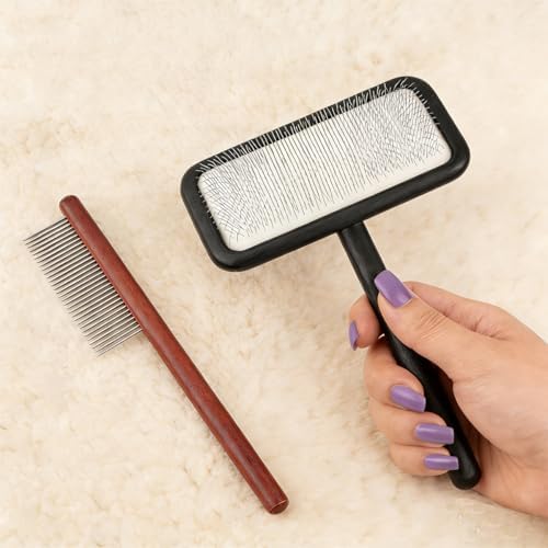 Black Sheepskin Wool Brush - Carpet Rake Tool by Haetyieh