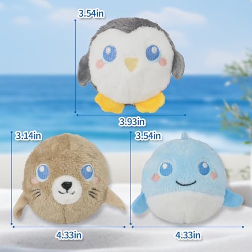 D KING D KING 3Pack Durable Plush Squeaky Dog Ball for Aggressive Chewers, Interactive Sound Dog Toy for Medium & Large Breeds, Tough Stitched Stuffed Chew Ball for Indoor & Outdoor Play(Ocean Ball) - Image 2