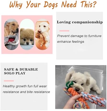 3PCS Natural Cotton Rope Toys for Small Dogs and Puppies, Dog Dental Care Chew Toys for Teething, Anxiety Relief, Helps Clean Teeth & Prevent Furniture Destruction(Corn cob Set) - Image 7