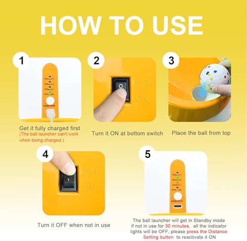 Automatic Dog Ball Launcher for Small to Medium Dogs, 2.2 Inch ETPU Dog Ball Thrower, 3 Distance Adjustable 19-39 Ft Interactive Dog Toy, Mental Stimulating Puppy Toy with 4 ETPU Balls (Orange) - Image 6