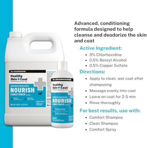 Advanced Medicated Nourish Pet Conditioner, 16 oz - for Dogs and Cats, 3% Chlorhexidine, Supports Skin and Coat Health, Soothes Dry Irritated Skin and Coat, Made in The USA - Image 4