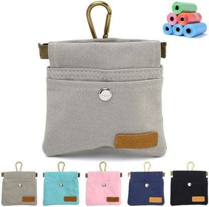Dog Treat Pouch for Pet Training, Carabiner & Magnetic Buckle, Grey by COSOWO