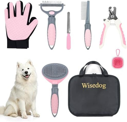 Wisedog Dog Grooming Kit, Upgraded Pink, 7PCS by WisedogPetSupplies