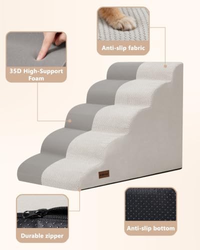 Aodisman Dog Stairs for High Beds,5 Step Pet Ramp for Dogs and Cats,22.4" H - Image 7