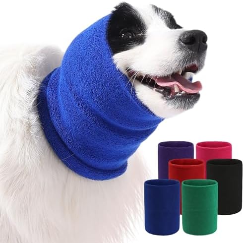 Dog & Cat Calming Band Cat Anxiety Relief Cover,Double Layer Thickened Pet Ears Elastic Neck Band Noise Cancelling Ear Muffs for Anxiety Relief/Noise Protection,Grooming,Thunder,Fireworks by Spajoy