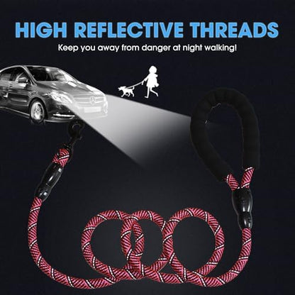 BAAPET 2/4/5/6 FT Dog Leash with Comfortable Padded Handle and Highly Reflective Threads for Small Medium and Large Dogs (5FT-1/2'', Black Pink) - Image 4