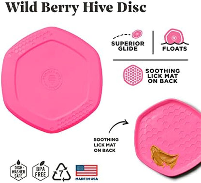 PROJECT HIVE ·PET COMPANY· Dog disc - Great for Fetch - Includes a Lick mat on Back - Floats in Water, Smooth Glide - Made in The USA (Wild Berry) - Image 2