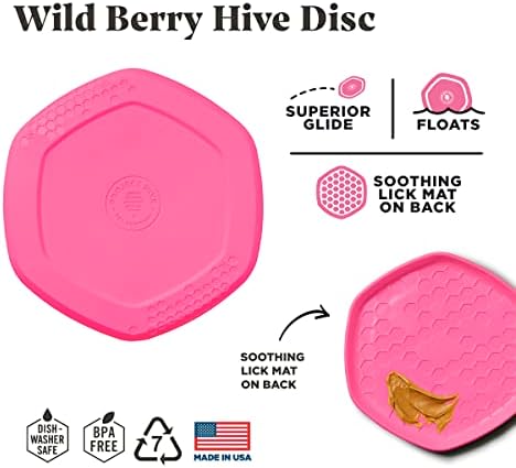 PROJECT HIVE ·PET COMPANY· Dog disc - Great for Fetch - Includes a Lick mat on Back - Floats in Water, Smooth Glide - Made in The USA (Wild Berry) - Image 2