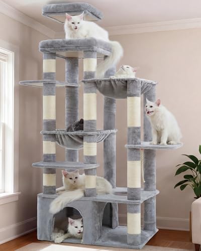 Heybly Cat Tree, 71-Inch Tall Cat Tower for Large Maine Coon Cats HCT037W by HEYBLY