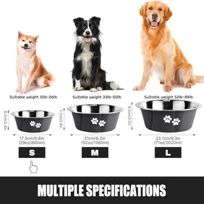Stainless Steel Dog Bowls, Nonslip Rubber Bottom No Spill Proof Skid Metal Insulated Dog Bowls for Large Medium Small Breed Dogs (Grey, 3.6 Cups/29 OZ) - Image 6