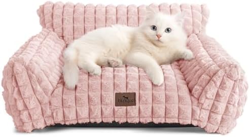 Cat Couch Bed with Fluffy Faux Rabbit Fur for Indoor Cats, 24 Inch by blunique