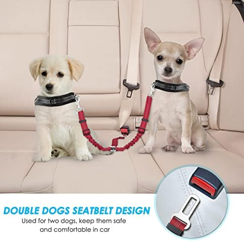 SlowTon Double Dog Seat Belt for Car with Elastic Bungee Buffer, Adjustable - Image 2