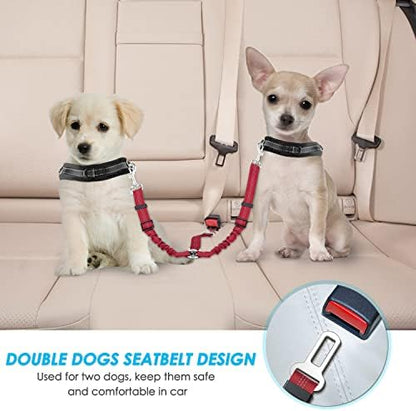 SlowTon Double Dog Seat Belt for Car with Elastic Bungee Buffer, Adjustable - Image 2