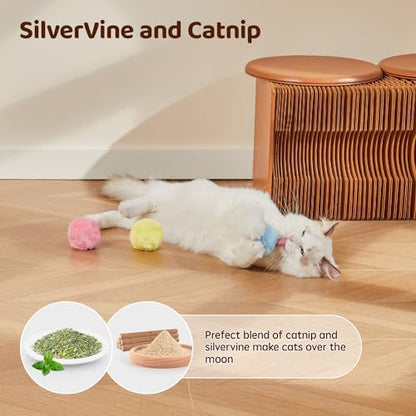 Potaroma Chirping Cat Toys Balls with SilverVine Catnip, Upgraded, 3 Pack Fluffy Interactive Cat Kicker, 3 Lifelike Animal Sounds, Kitty Kitten Catnip Exercise Toys - Image 4