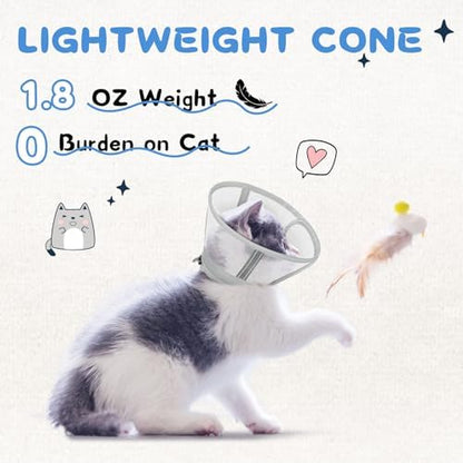 Supet Cat Cone Collar Soft, Air Mesh Recovery Collar to Stop Licking, Breathable Neck Cone Alternative, Lightweight Cat Head Cone Anti Scratch (White,S) - Image 2
