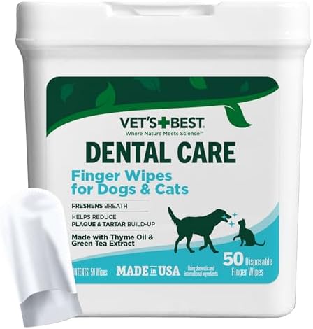 Vet's Best Finger Dental Wipes for Dogs & Cats, Fresh Breath, 50 Count by VetsBest