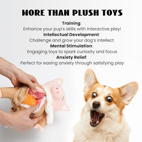 Nocciola Stuffed Pig Dog Toys: Hide and Seek Funny Squeaky Crinkle Plush Dog Chew Toys for Small Medium Breed, Cognitive Training Pet Enrichment Gifts Supplies - Image 4