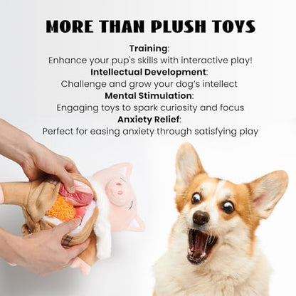 Nocciola Stuffed Pig Dog Toys: Hide and Seek Funny Squeaky Crinkle Plush Dog Chew Toys for Small Medium Breed, Cognitive Training Pet Enrichment Gifts Supplies - Image 4