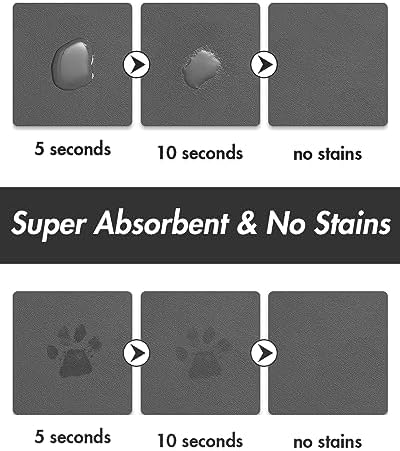 MontVoo Absorbent Dog Food Mat-Dog Mat for Food and Water Bowl | Quick Dry Pet Dish Mat, No Stains & Easy Clean Cat Rug for Messy Drinkers Cat Accessories Pet Supplies, 16"x24", Darkgrey - Image 2