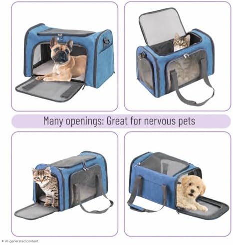 Mr. Pen- Pet Carrier, 17.5" x 11.2" x 11.5", Medium Size, Blue - Image 6