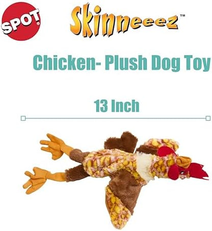 SPOT Skinneeez Chicken 13 Inch Stuffing-Free Plush Squeaky Dog Toy – Soft Interactive Chew Toy for Small and Medium Dogs – Mess-Free Play for Light & Moderate Chewers - Image 2