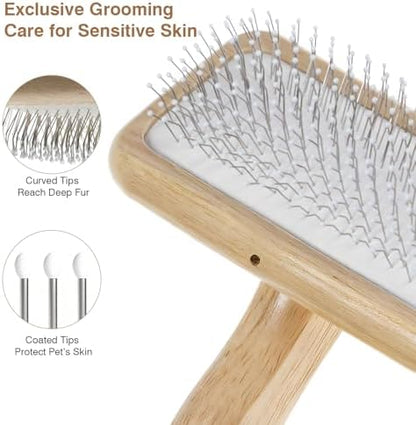 Pet Brush & Comb for Shedding and Grooming, Dog Brush for Long and Short Haired Dogs, Deshedding Tool Removes Undercoat Tangles & Loose Fur - Image 3