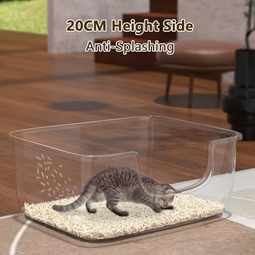 Large Cat Litter Box with High Sides, Open Kitty Litter Boxes Anti-Splashing for Indoor Cat Low Entry Cat Litter Pan for Small and Elderly Cats, Tool-Free Assembly(19.7” * 15.76” * 8.67” Green) - Image 4