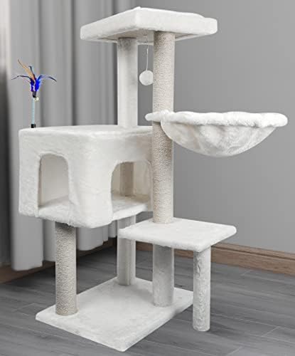 AIWIKIDE Cat Tree Has Scratching Toy with A Ball Activity Centre Cat Tower Furniture Jute-Covered Scratching Posts (Beige, 36.6'') - Image 2