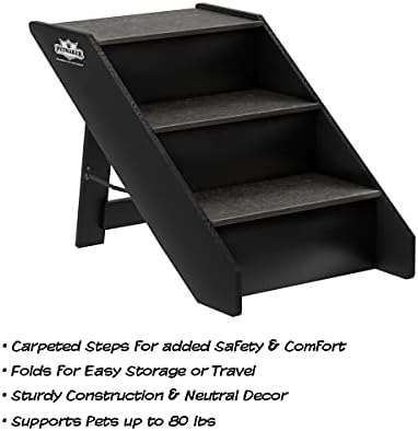 Pet Stairs – Safe and Durable Indoor or Outdoor Ramp with 3 Step Design – Cat or Dog Steps for Home and Vehicle by PETMAKER (Gray) - Image 3