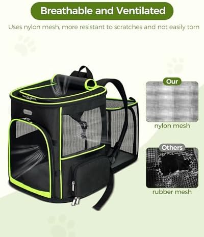 BAGLHER Expandable Cat Carrier Backpacks, Retractable Pet Carrier Backpack for Small Dogs & Cats with Breathable Mesh, Travel Bag Up to 18 Lbs for Hiking Camping Outdoor - Black - Image 6