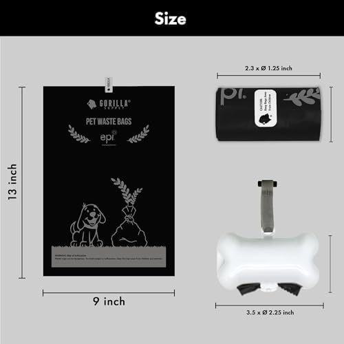 GORILLA SUPPLY Dog Poop Waste Bags with Dispenser and Leash Tie, 9" x 13", Black, 1000 Count - Image 6
