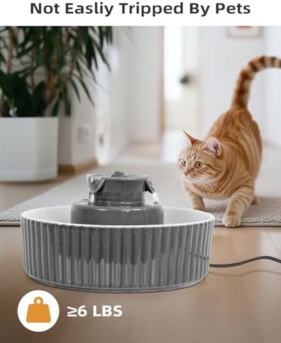Ceramic Cat Water Fountain, 2.1L/71oz Cupcake Pet Water Fountain - Image 3