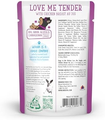 Weruva Dogs in the Kitchen, Love Me Tender with Chicken Breast Au Jus Dog Food, 2.8oz Pouch (Pack of 12) - Image 2